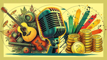 Jingle de música com dinheiro e violões